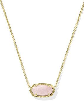 Elisa Gold Pendant Necklace in Rose Quartz